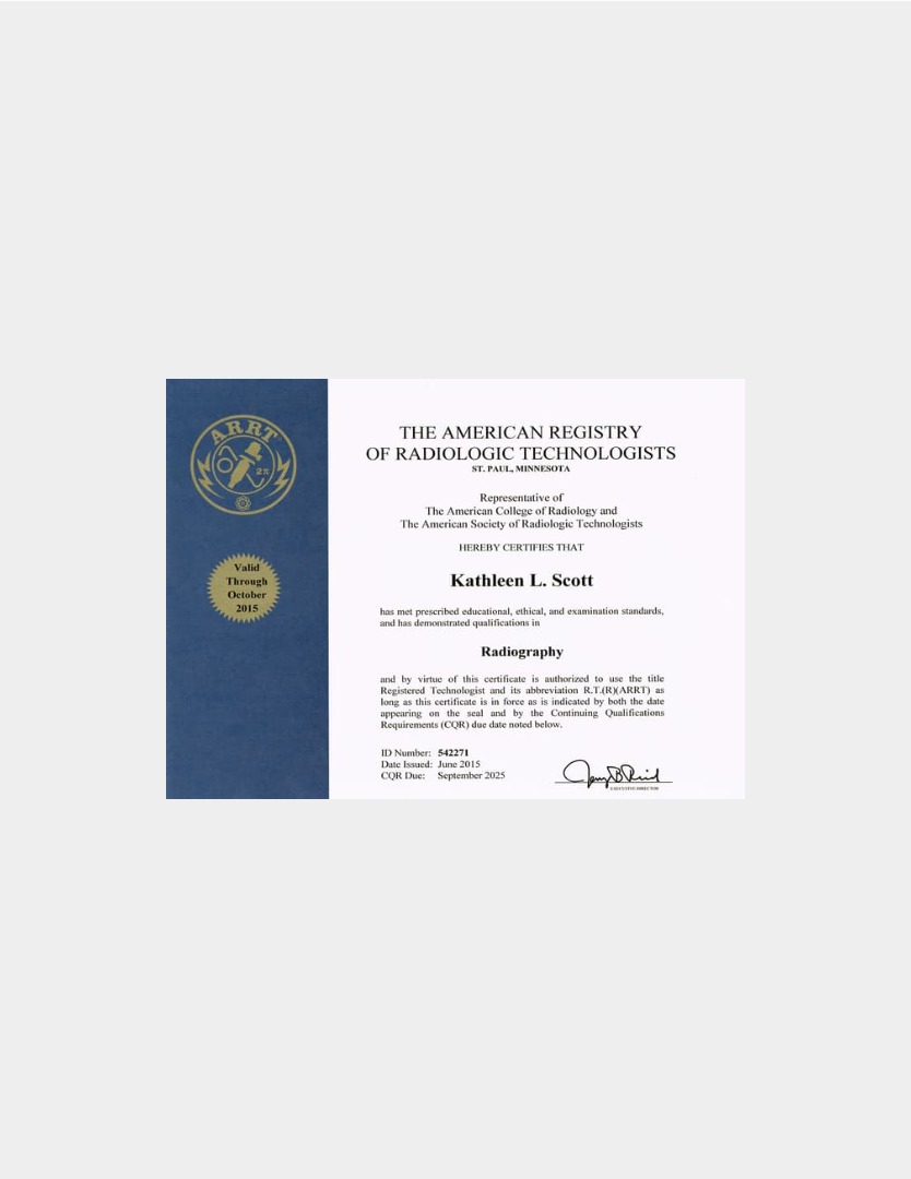 ARRT Certificate