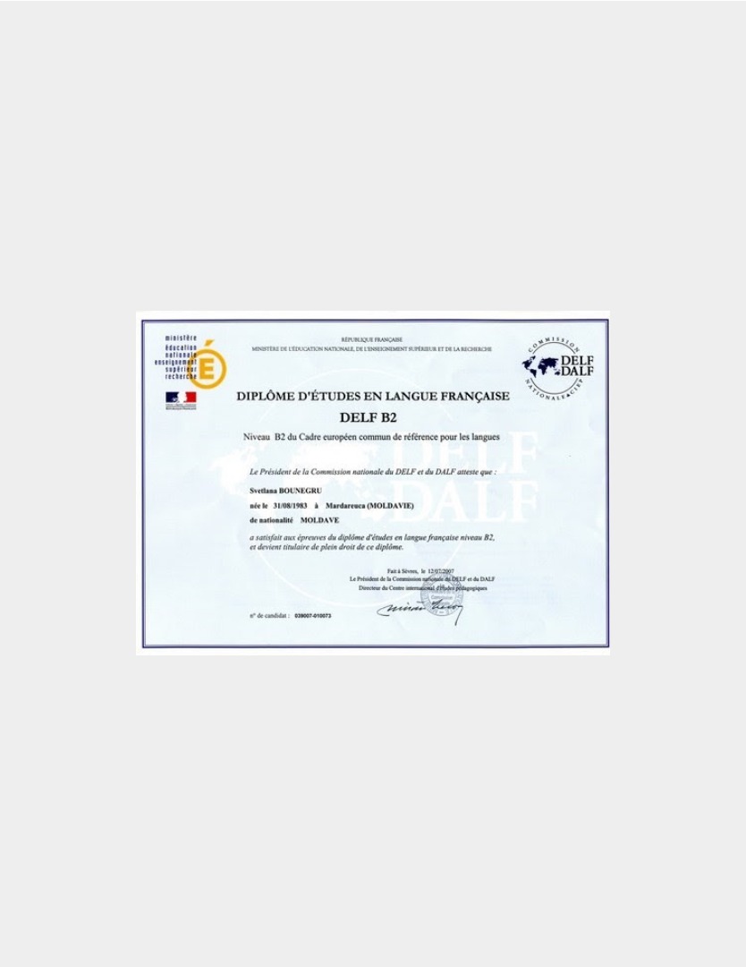 DELF B2 Certificate