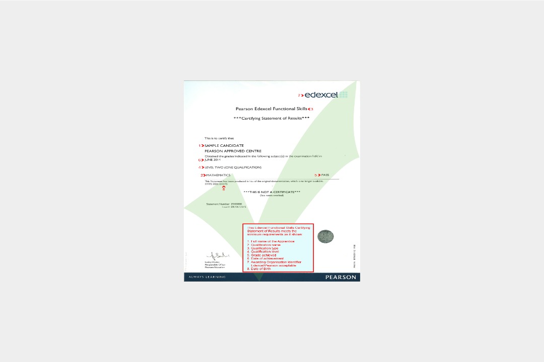Pearson Edexcel FSQ certificate