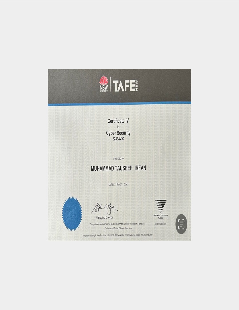 fake TAFE NSW certificate