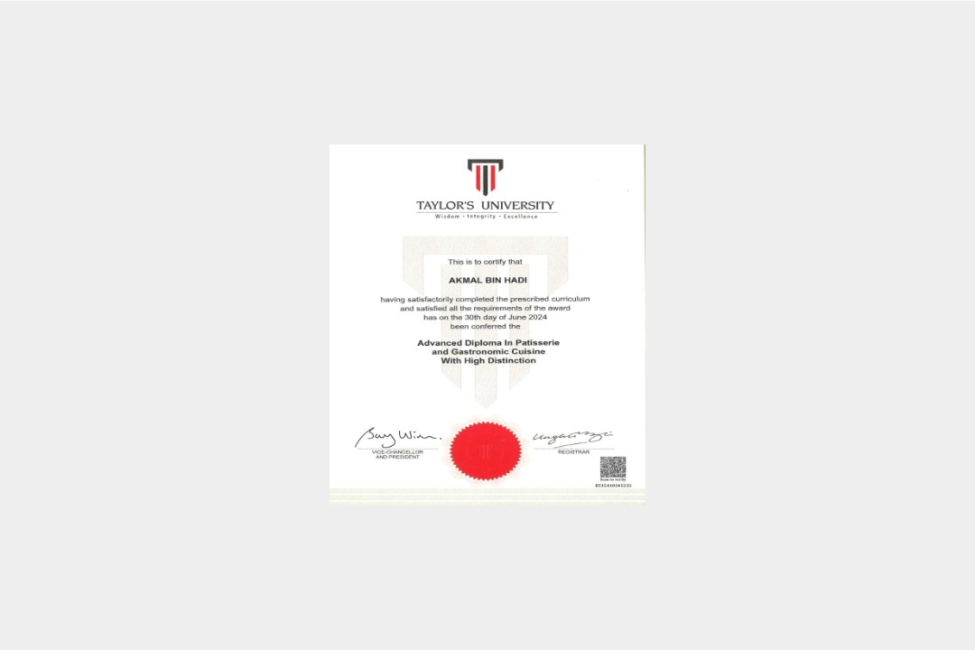 Taylor's University diploma