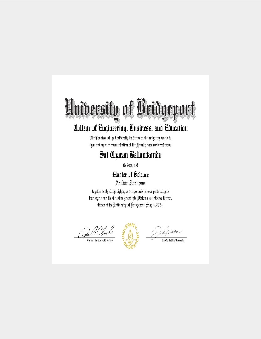 University of Bridgeport diploma