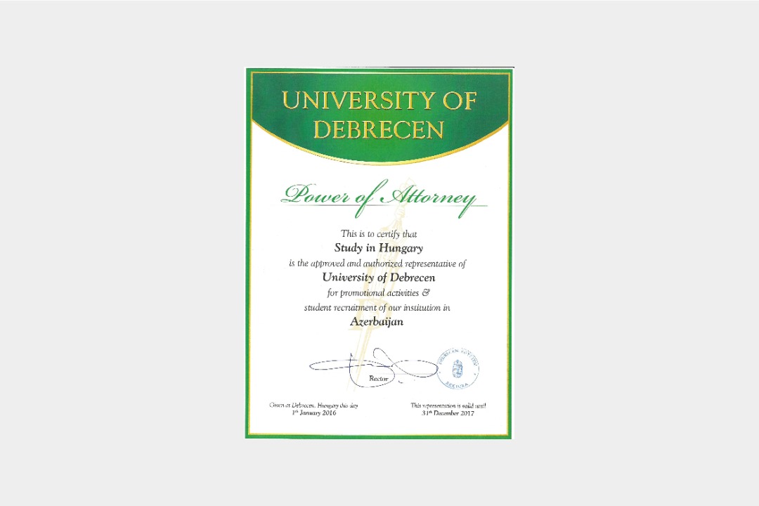 University of Debrecen diploma