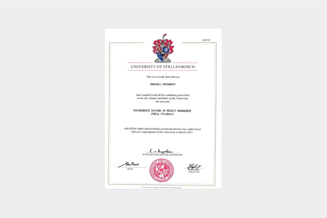 University of Stellenbosch diploma